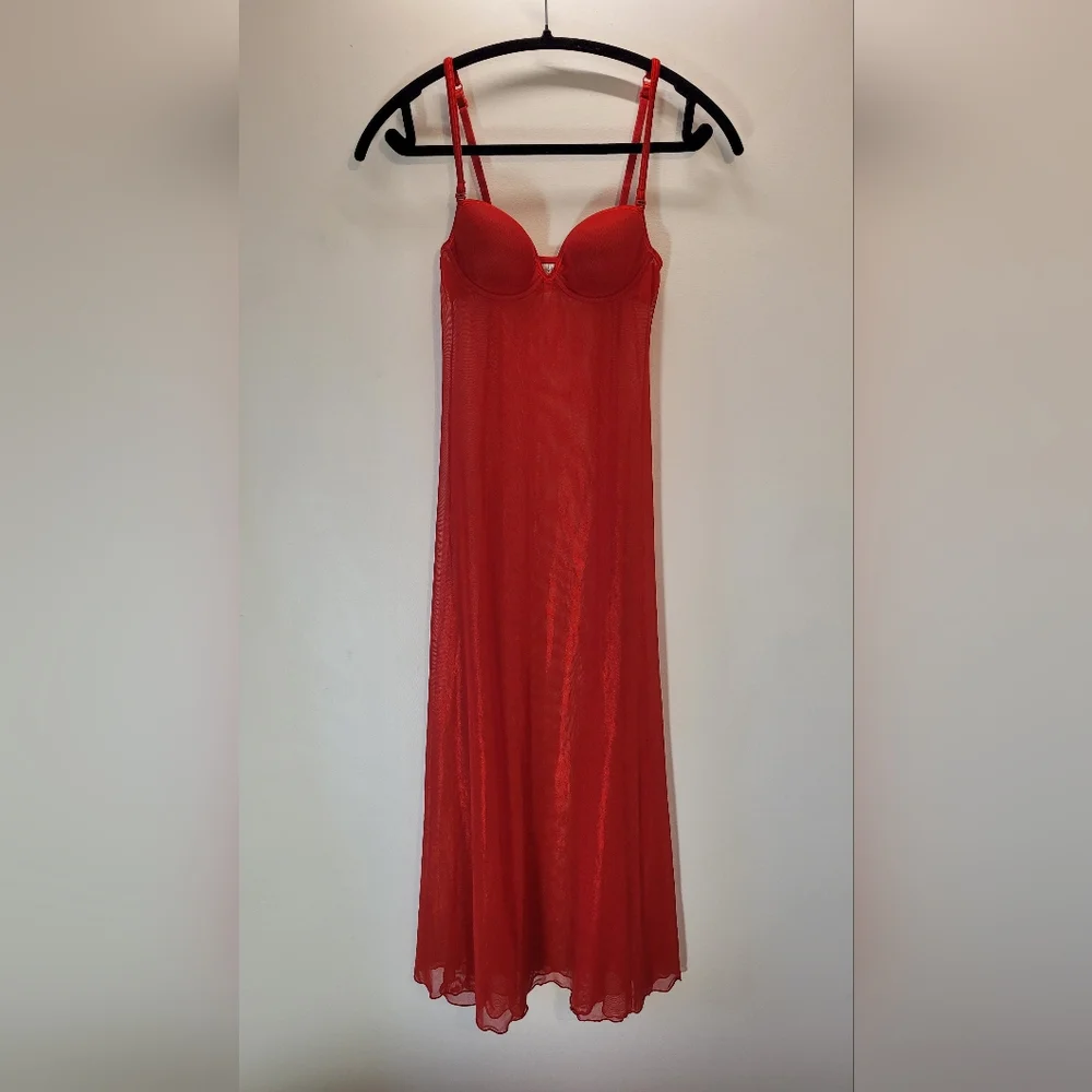 La Senza Vintage long red sheer maxi underwire nightgown - size Xs - Picture 1 of 5